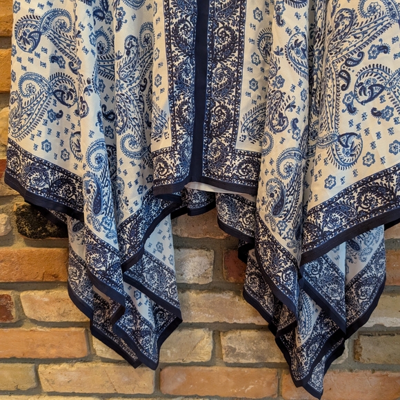 Joie Navy and White Paisley High Low Dress - Picture 7 of 16